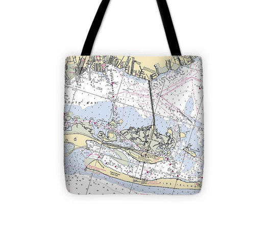 Captree Island New York Nautical Chart Tote Bag