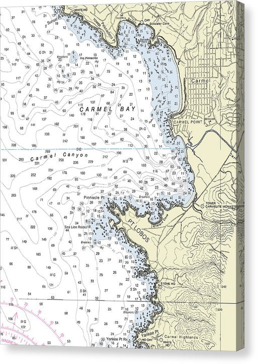 Carmel Bay California Nautical Chart Canvas Print