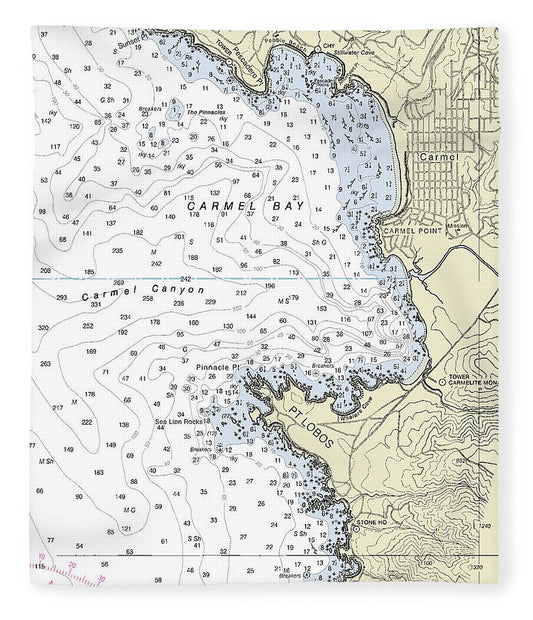 Carmel Bay California Nautical Chart Blanket