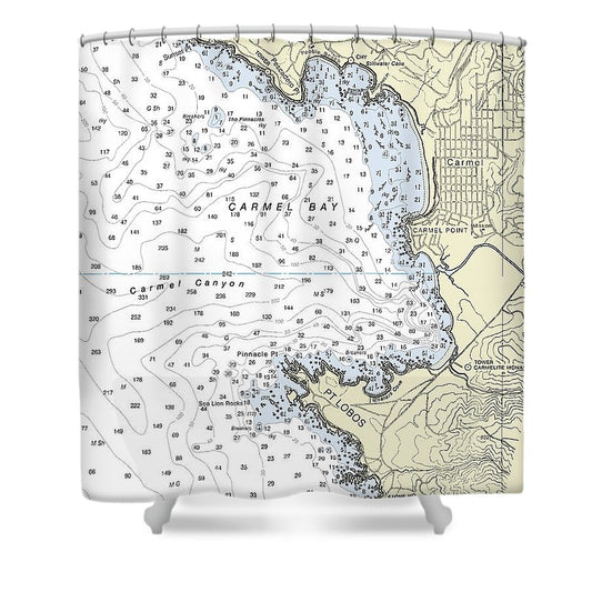 Carmel Bay California Nautical Chart Shower Curtain