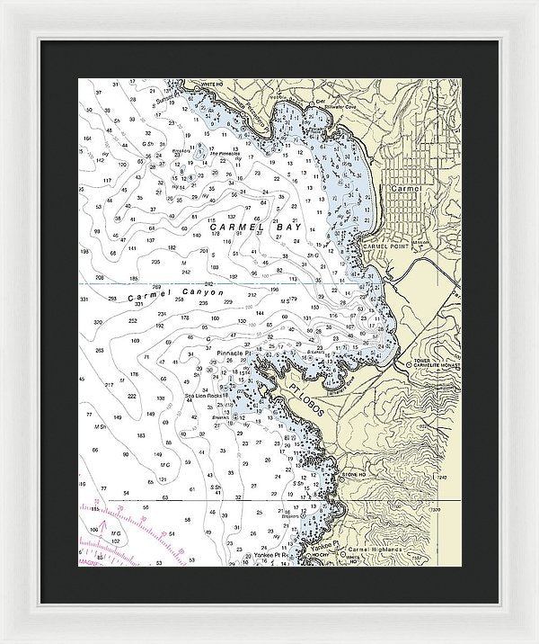Carmel Bay California Nautical Chart - Framed Print