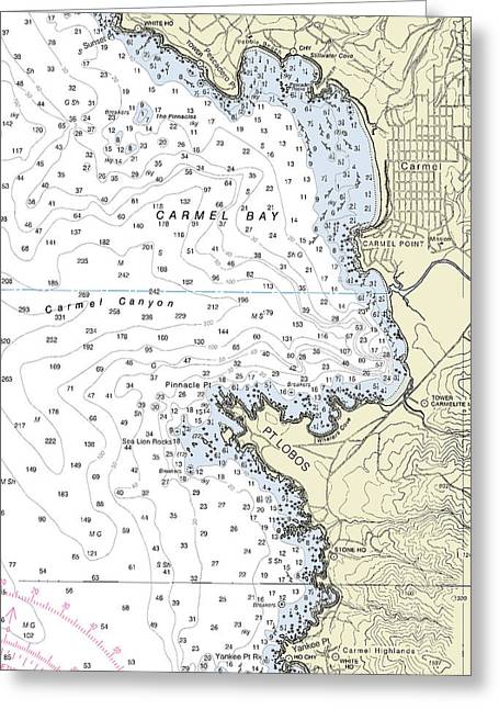 Carmel Bay California Nautical Chart - Greeting Card