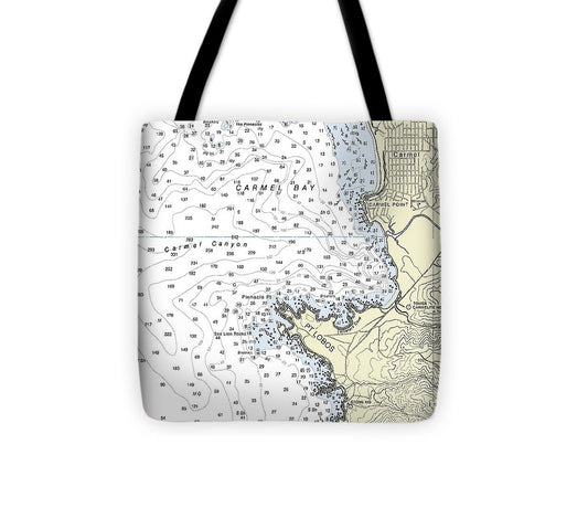 Carmel Bay California Nautical Chart Tote Bag