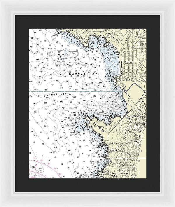 Carmel Bay California Nautical Chart - Framed Print