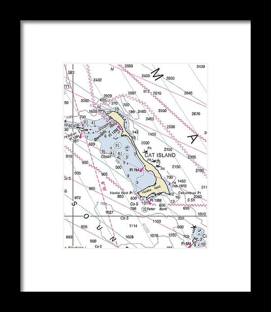 Cat Island Bahamas Nautical Chart - Framed Print