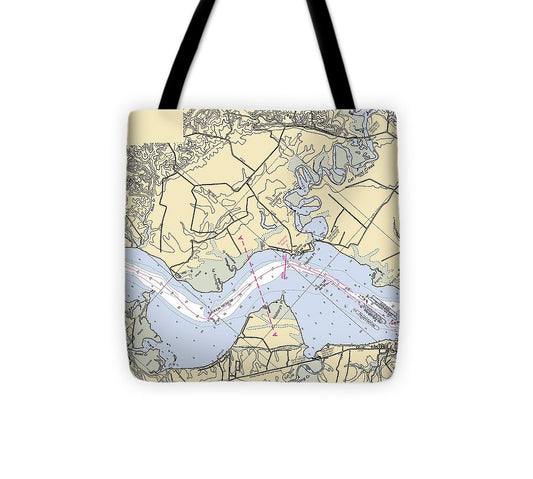 Cat Point Creek Virginia Nautical Chart Tote Bag