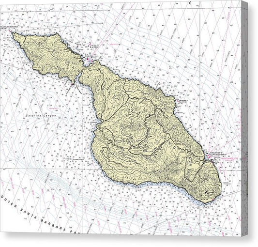 Catalina California Nautical Chart Canvas Print