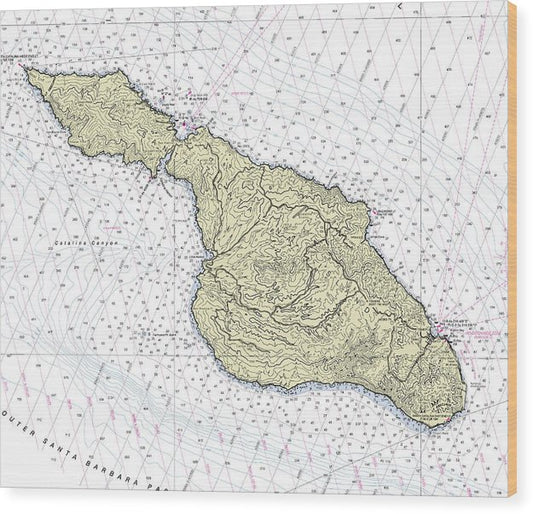 Catalina California Nautical Chart Wood Print
