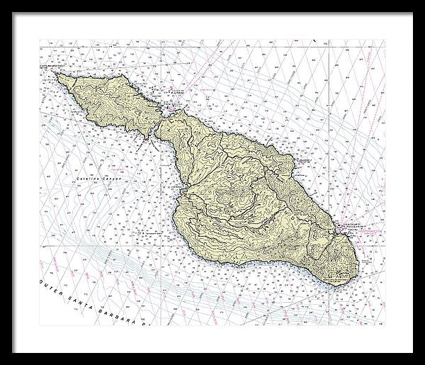 Catalina California Nautical Chart - Framed Print