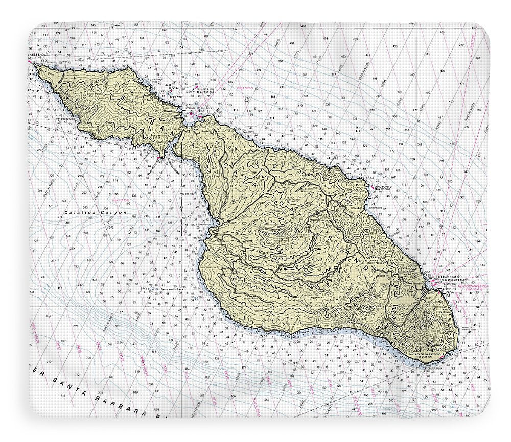 Santa Catalina Island, CA Nautical Chart Shower Curtain / good Made to Order