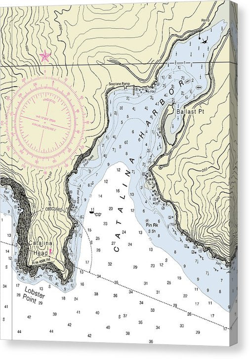 Catalina Harbor California Nautical Chart Canvas Print