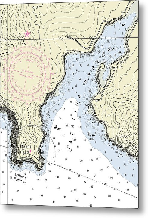 A beuatiful Metal Print of the Catalina Harbor California Nautical Chart - Metal Print by SeaKoast.  100% Guarenteed!