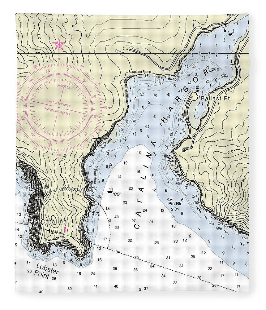 Catalina Harbor California Nautical Chart Blanket