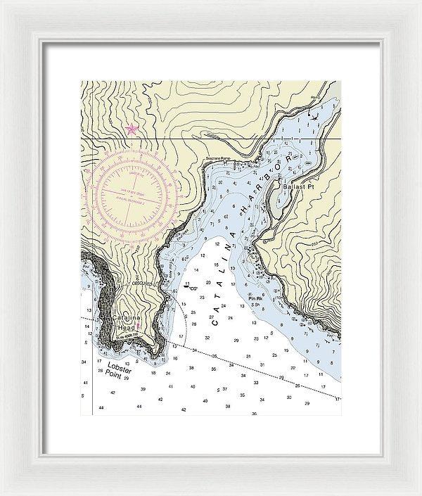 Catalina Harbor California Nautical Chart - Framed Print