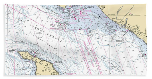Catalina-los-angeles -california Nautical Chart _v6 - Beach Towel
