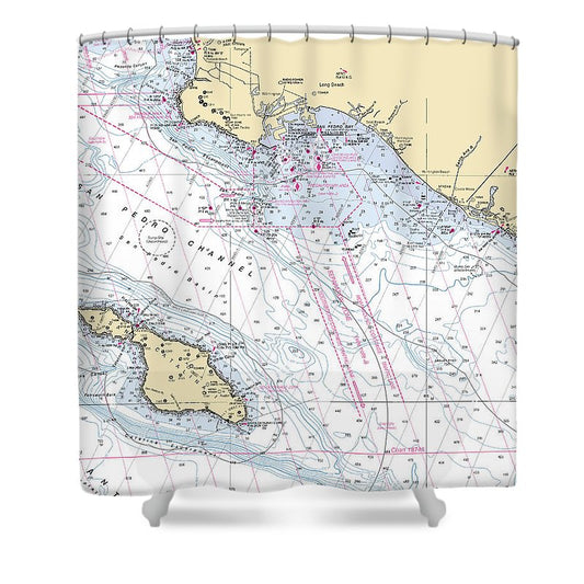 Catalina Los Angeles  California Nautical Chart _V6 Shower Curtain