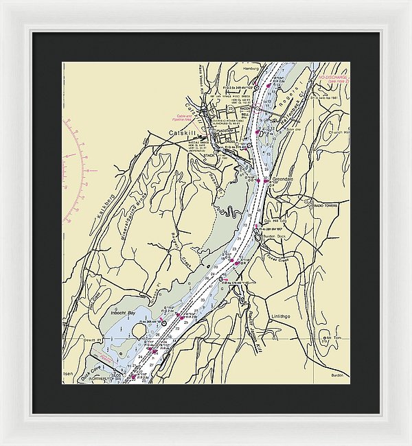 Catskill New York Nautical Chart - Framed Print