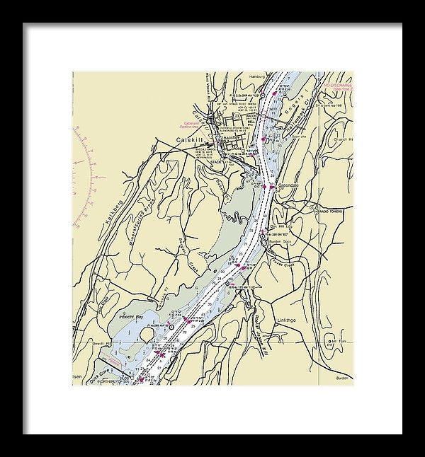 Catskill New York Nautical Chart - Framed Print