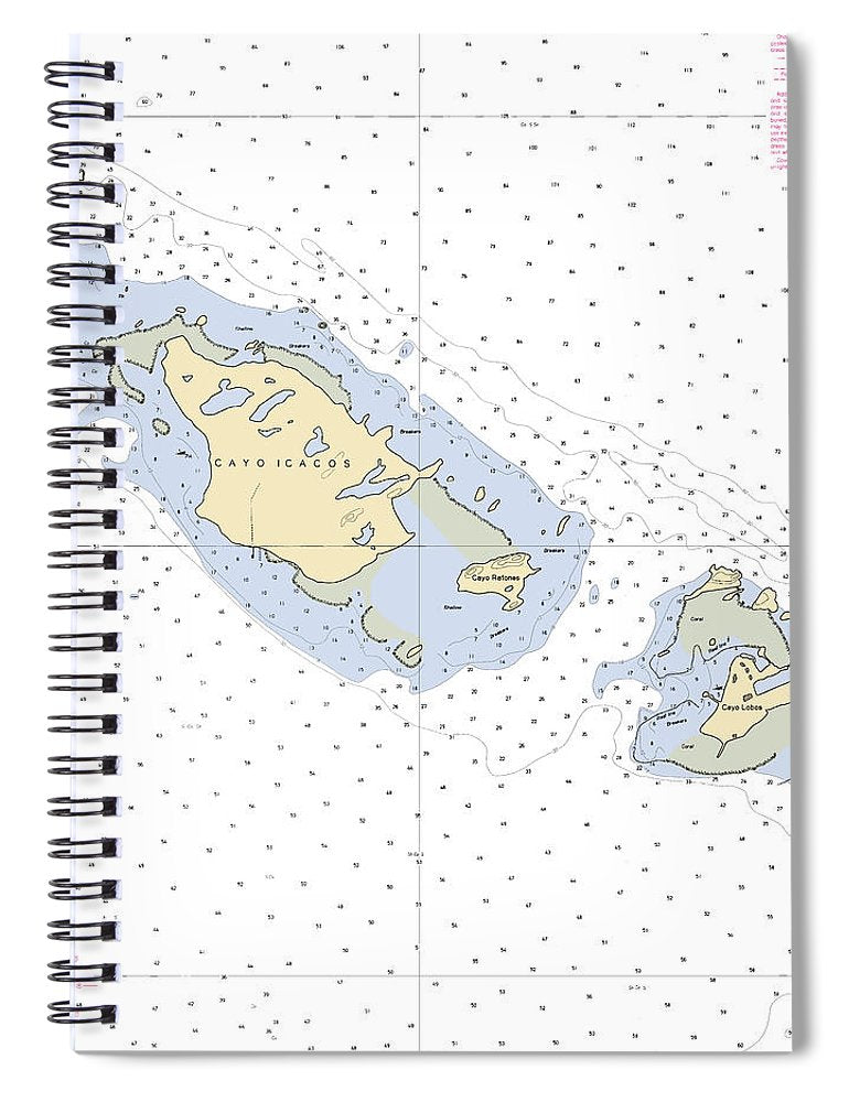 Caya Icacos Puerto Rico Nautical Chart Spiral Notebook