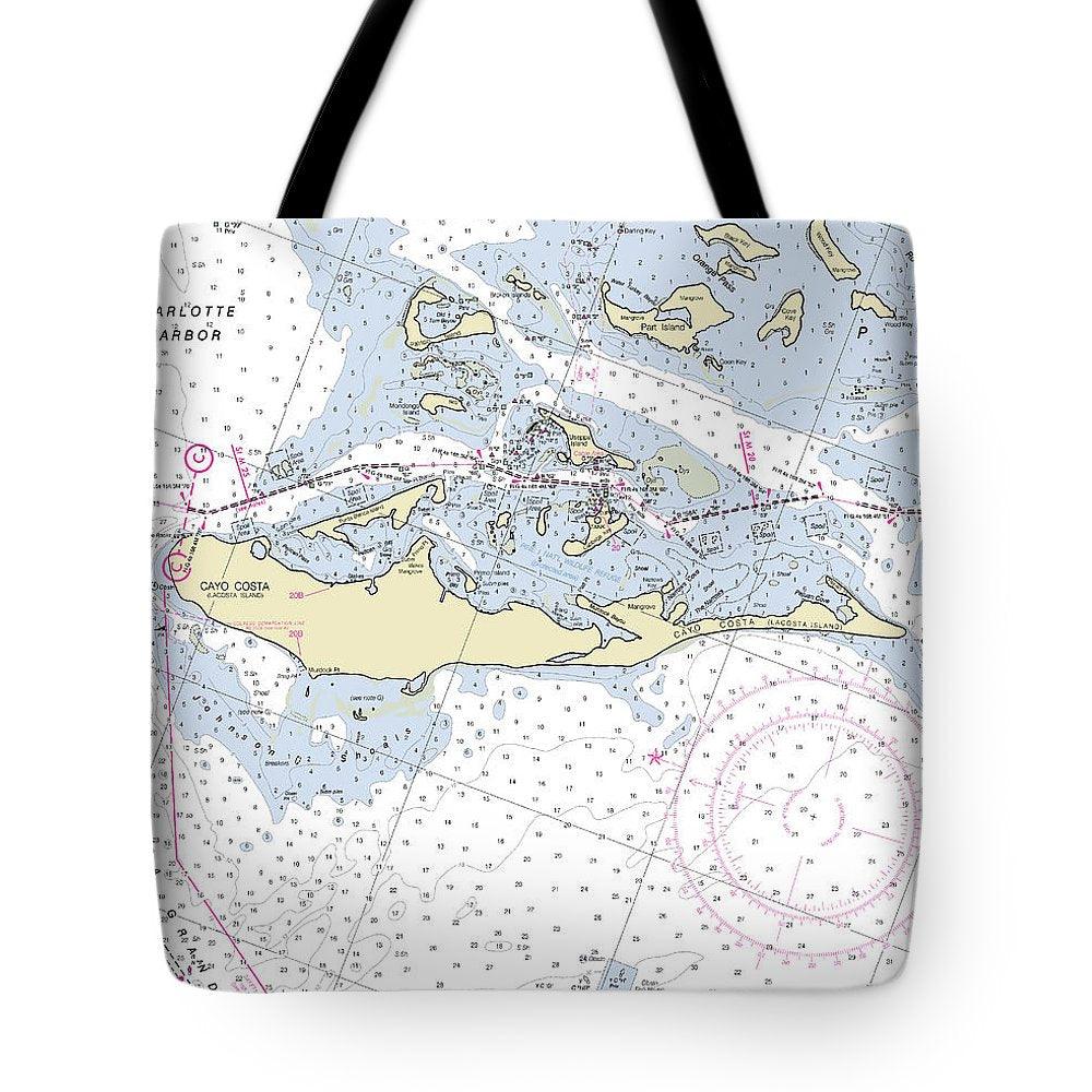 Cayo Costa Florida Nautical Chart - Tote Bag