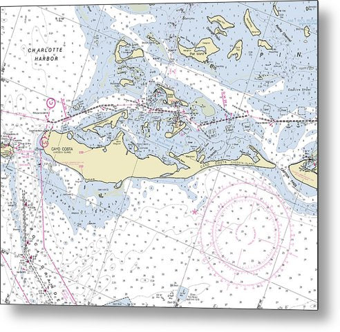 A beuatiful Metal Print of the Cayo Costa Florida Nautical Chart - Metal Print by SeaKoast.  100% Guarenteed!