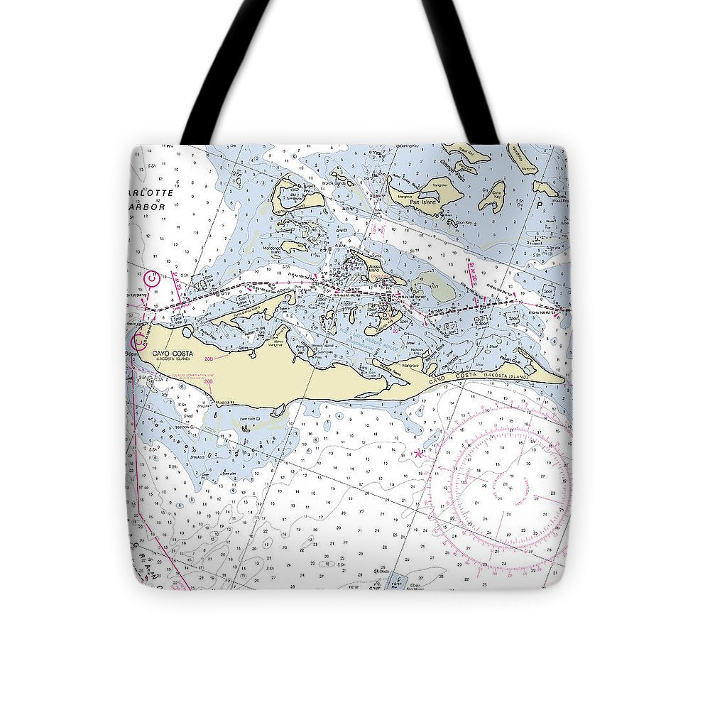 Cayo Costa Florida Nautical Chart - Tote Bag