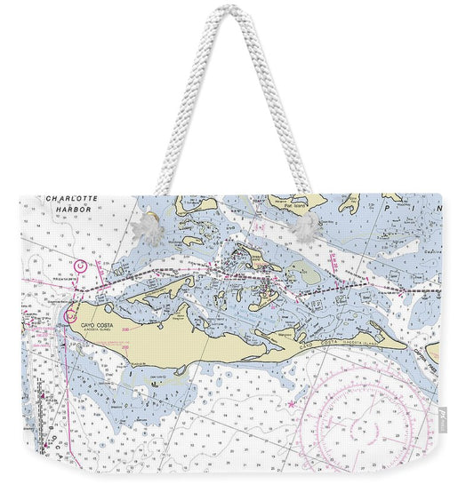 Cayo Costa Florida Nautical Chart - Weekender Tote Bag