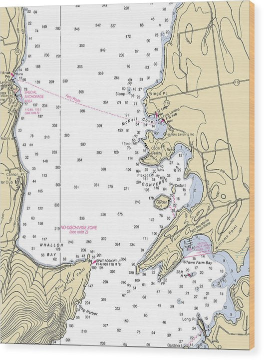 Cedar Beach-Lake Champlain  Nautical Chart Wood Print