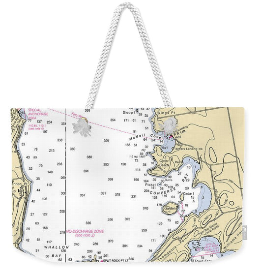 Cedar Beach-lake Champlain  Nautical Chart - Weekender Tote Bag