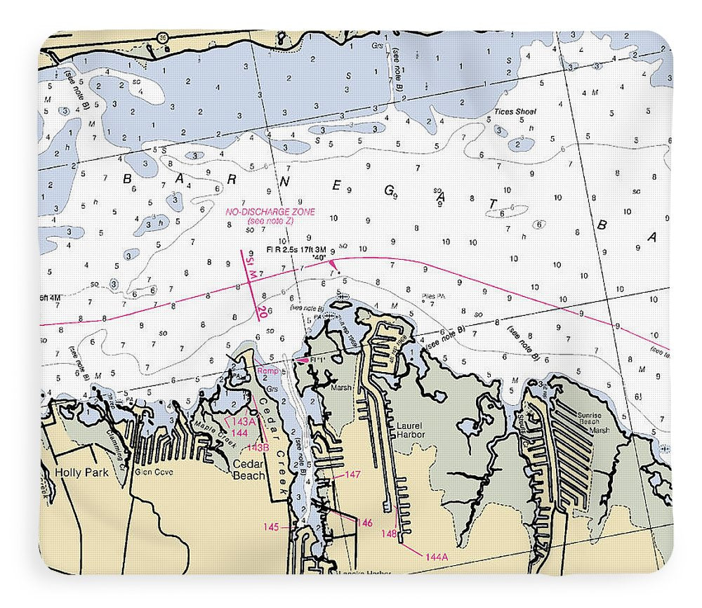 Cedar Beach-new Jersey Nautical Chart - Blanket