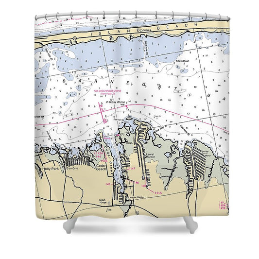 Cedar Beach New Jersey Nautical Chart Shower Curtain