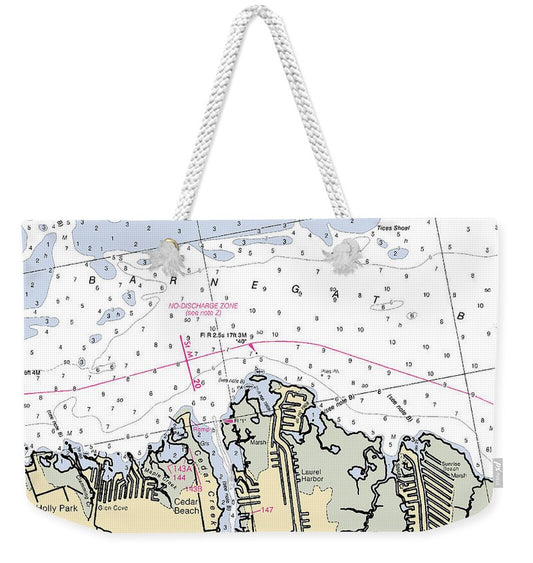 Cedar Beach-new Jersey Nautical Chart - Weekender Tote Bag