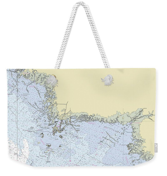 Cedar Key Florida Nautical Chart - Weekender Tote Bag