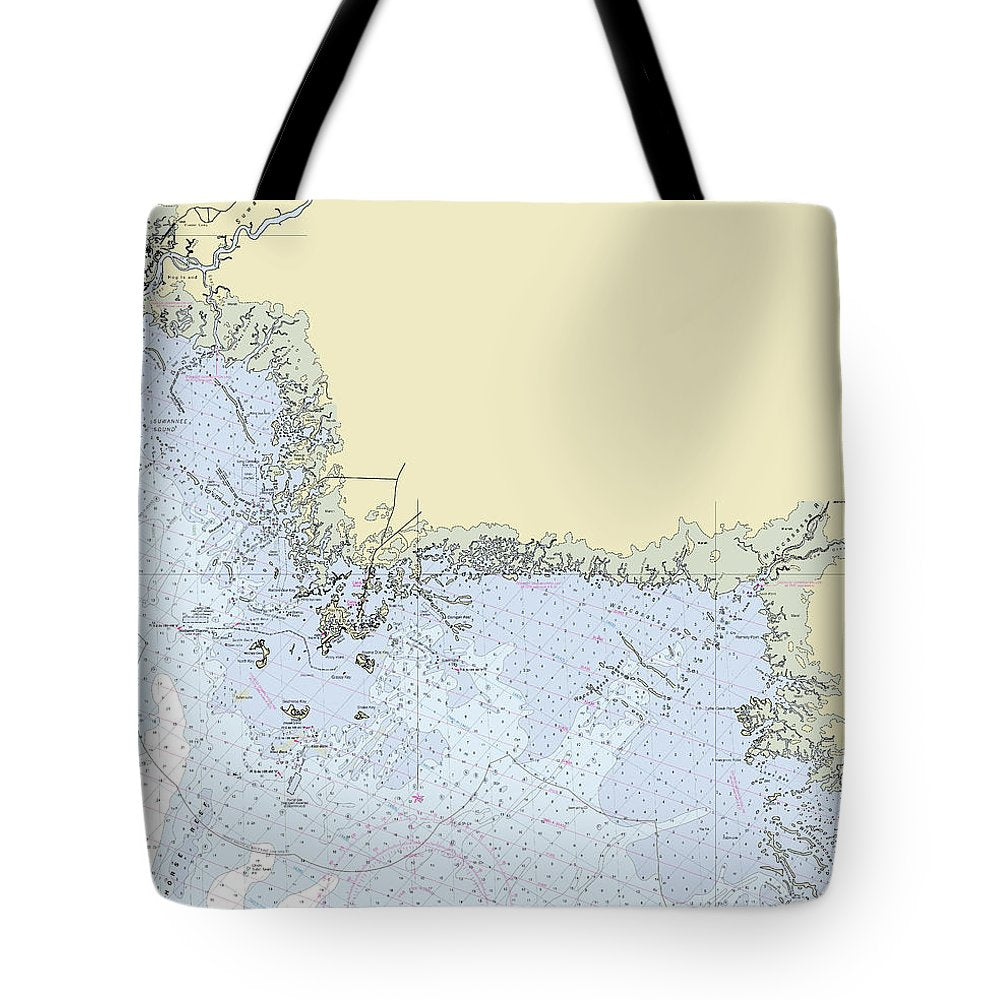 Cedar Key Florida Nautical Chart - Tote Bag