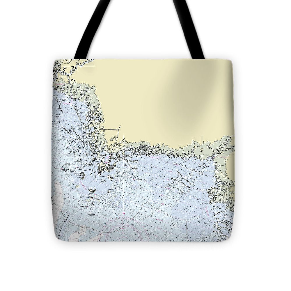 Cedar Key Florida Nautical Chart - Tote Bag