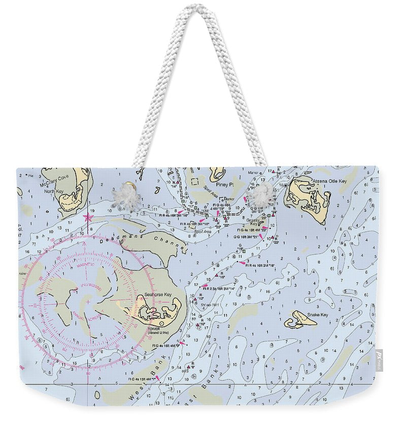 Cedar Keys-florida Nautical Chart - Weekender Tote Bag