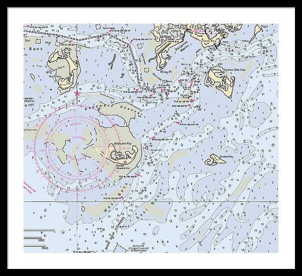 Cedar Keys-florida Nautical Chart - Framed Print