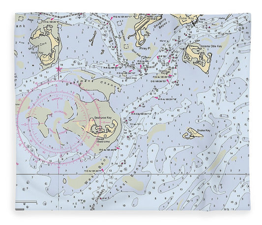 Cedar Keys Florida Nautical Chart Blanket