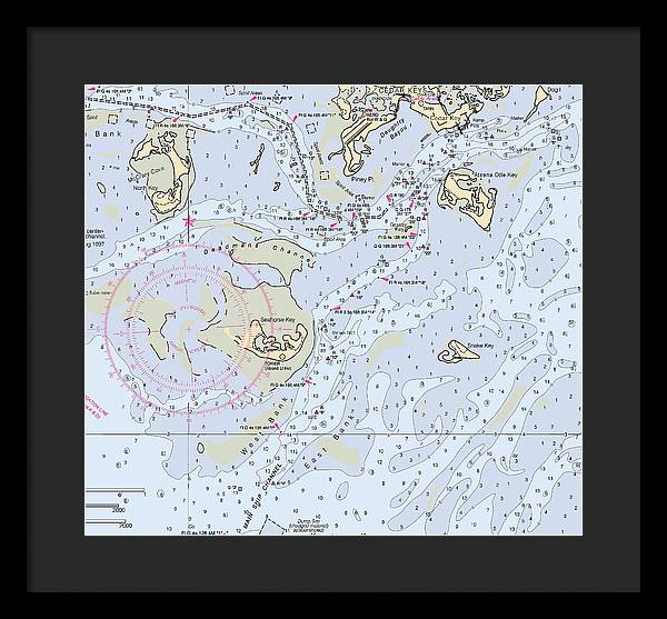 Cedar Keys-florida Nautical Chart - Framed Print