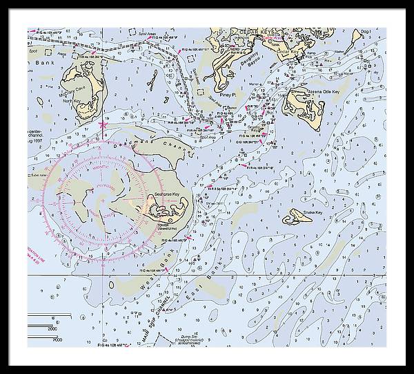 Cedar Keys-florida Nautical Chart - Framed Print