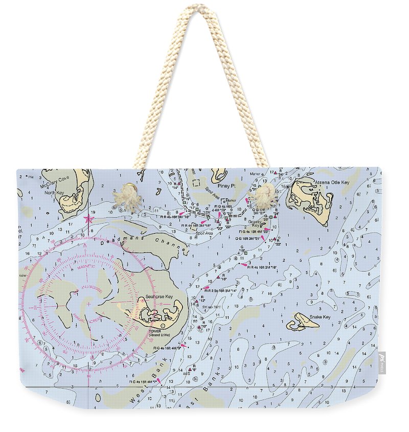 Cedar Keys-florida Nautical Chart - Weekender Tote Bag