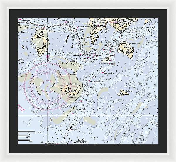 Cedar Keys-florida Nautical Chart - Framed Print