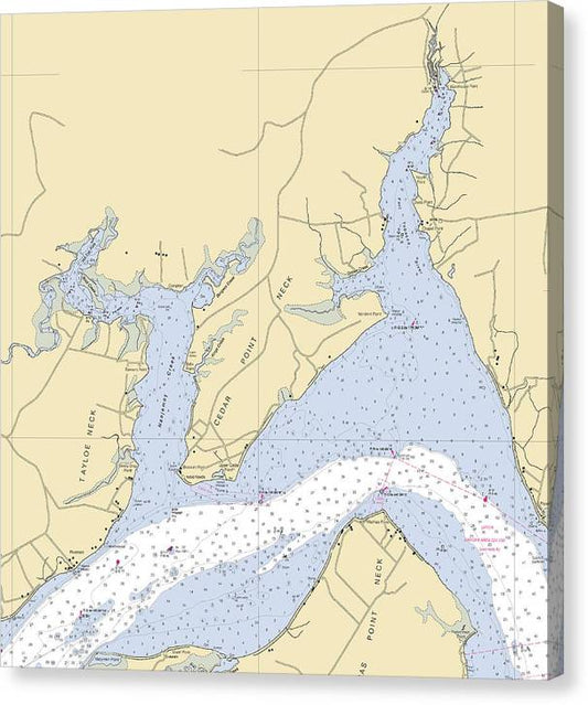 Cedar Point Neck-Maryland Nautical Chart Canvas Print