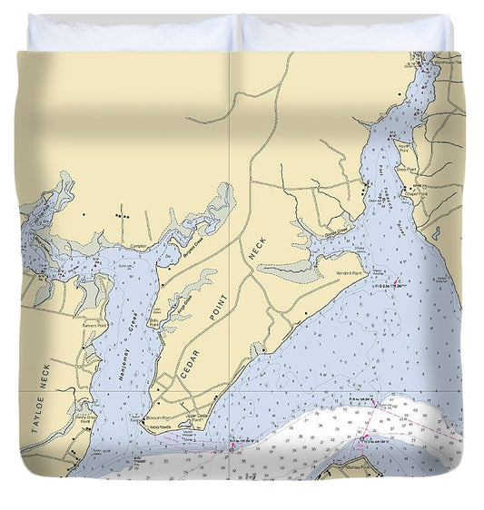 Cedar Point Neck Maryland Nautical Chart Duvet Cover