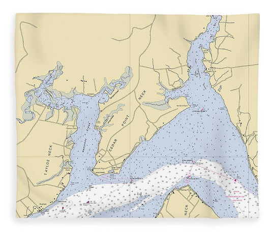 Cedar Point Neck Maryland Nautical Chart Blanket