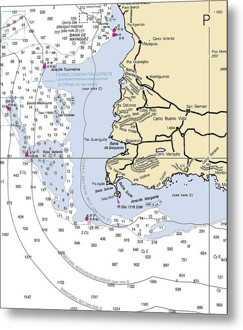 A beuatiful Metal Print of the Cerro Bueno Vista-Puerto Rico Nautical Chart - Metal Print by SeaKoast.  100% Guarenteed!