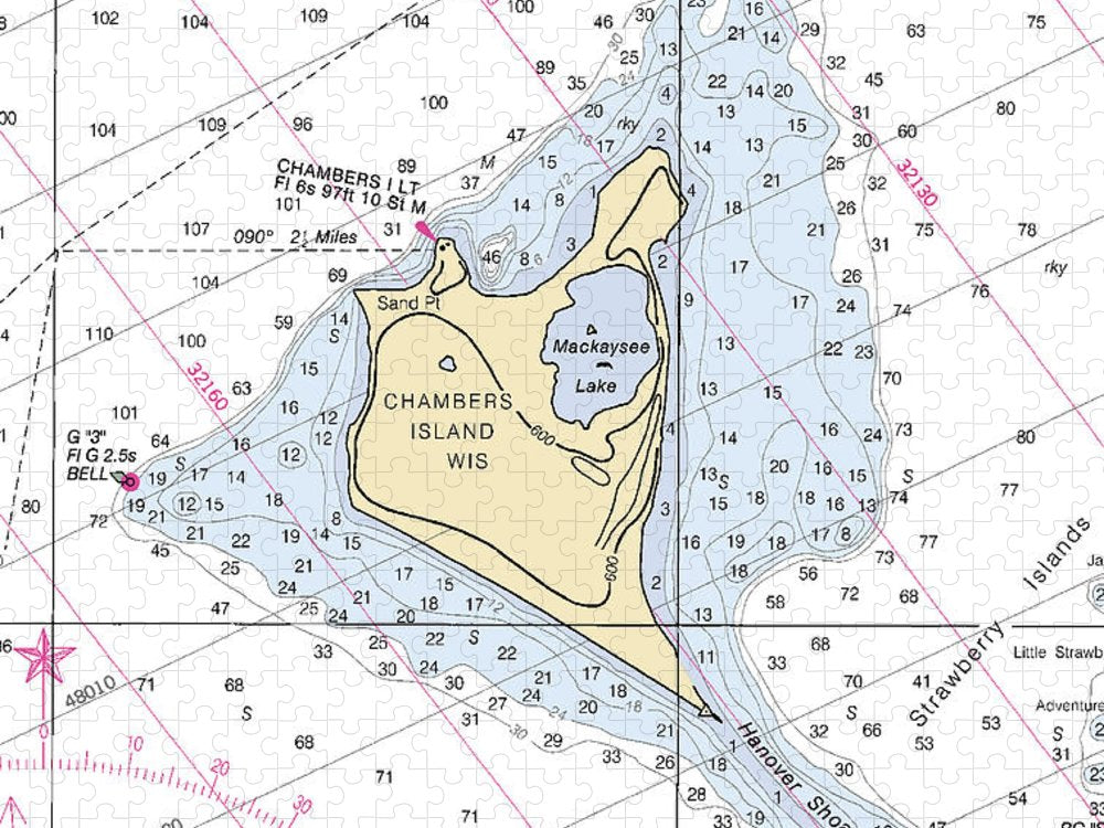 Chambers Island Lake Michigan Nautical Chart Puzzle | SeaKoast