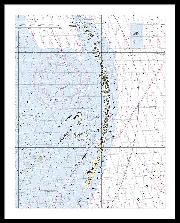 Chandeleur Islands-louisiana Nautical Chart - Framed Print