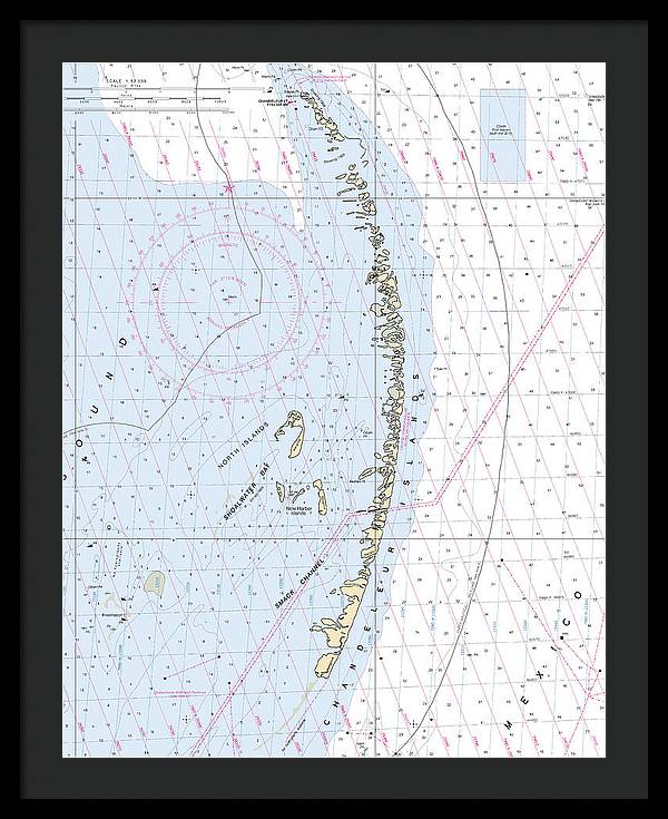 Chandeleur Islands-louisiana Nautical Chart - Framed Print