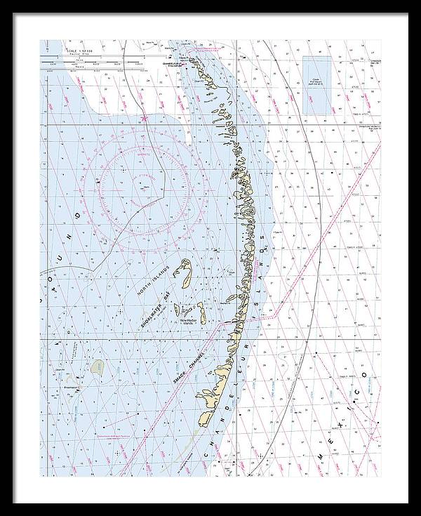 Chandeleur Islands-louisiana Nautical Chart - Framed Print